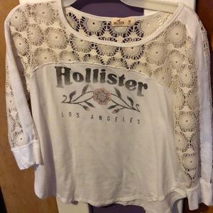 White shirt with Hollister logo